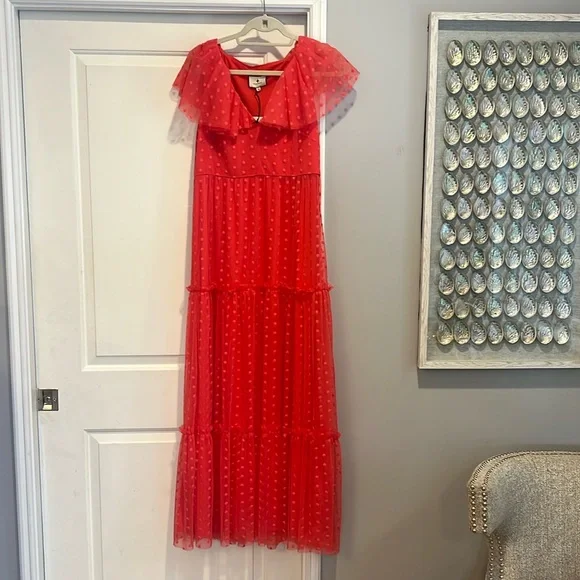 NWT Tuckernuck Giselle Gown Pink Tulle in Poppy Pink size Medium - Picture 5 of 13